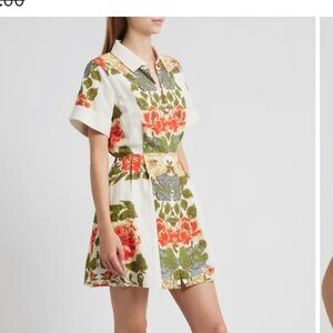 Cleobella White Sundress with Red and Green Floral Print